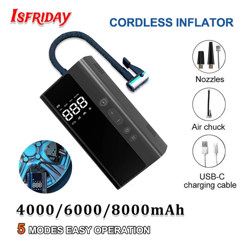 Wireless For Motorcycles Bicycle Tyre Inflator Digital Mini Auto Inflatable Air Pump