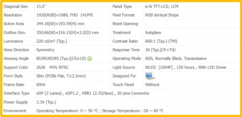 NV156FHM-N45 NV156FHM N45 15 6-дюймовый ЖК-экран для ноутбука Тонкая IPS-панель без сенсорного