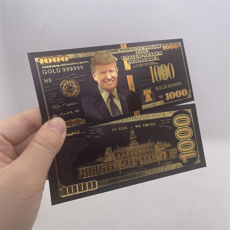 

Custom styles gold black plastic USD $1000 dollars US Donald Trump Commemorative Banknote 2024 TRB CARDS dropshipping to usa
