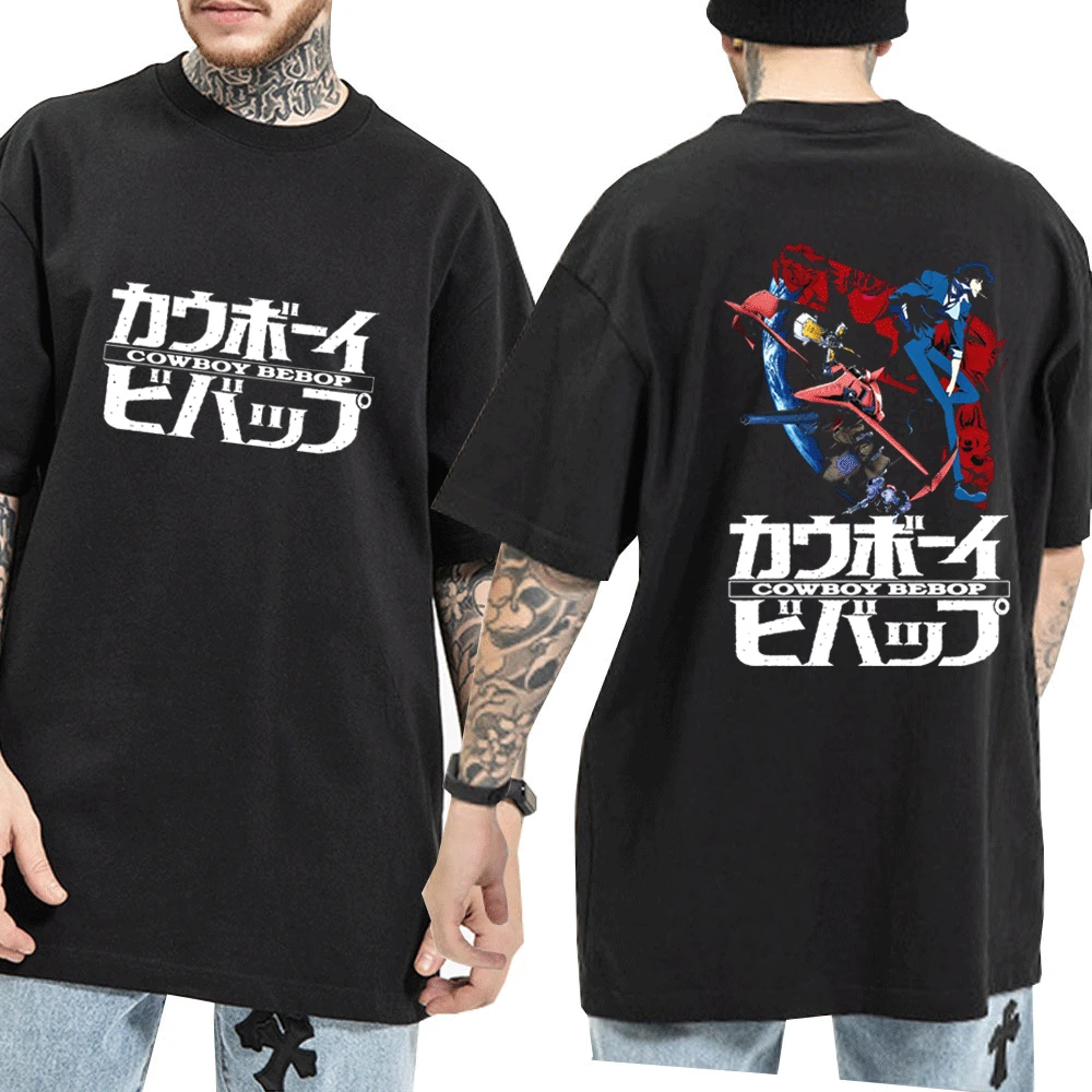 

Cool Tee Shirt Men's Anime Cowboy Bebop T Shirt Unisex Japanese Streetwear Teen Manga Graphic Print T-shirt Men Women Cotton Top