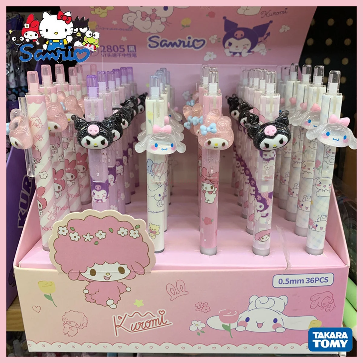 

36 шт. Kawaii Sanrio 0,5 мм нейтральная ручка аниме мелодия Kuromi Hellokitty Подпись гелевые чернила ручка школьные принадлежности оптовая продажа