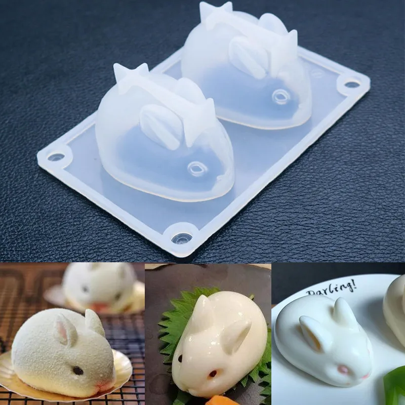 

3D Easter Bunny Mold High Flexible Silicone Mousse Dessert Jelly Baking Candy Chocolate Ice Cream Mould Kitchen Bakeware Tools