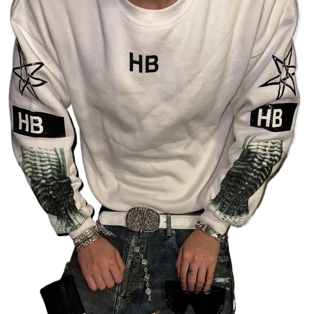 NIGO Мужская модная толстовка с круглым вырезом в стиле ретро со старым принтом