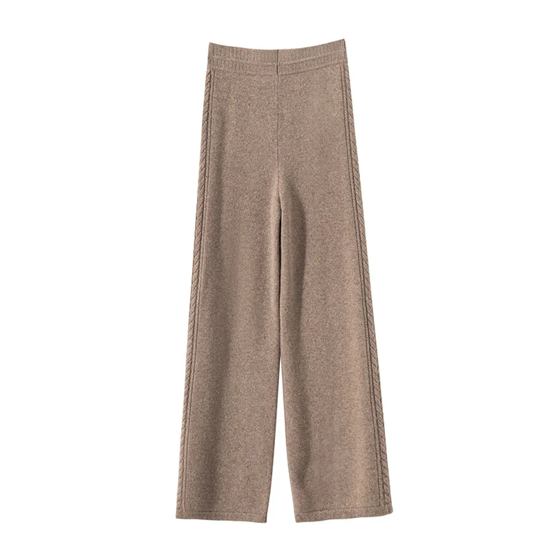 Женские широкие брюки из 100% чистой шерсти с высокой талией