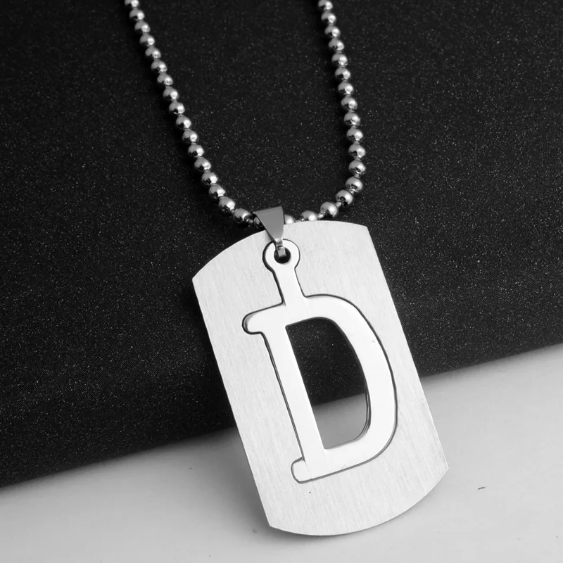 

Custom Letter Dog Tag Pendant Picture Necklace For Men Personalized Stainless Steel Men's Letter Jewelry Father's Day Gift