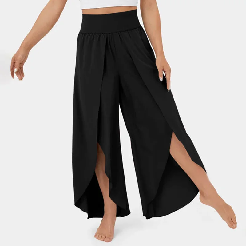 2023 Spring/summer New Fashion Solid Color Split Pants Women's Clothing Summer Casual High Waist Loose Wide Leg Pants