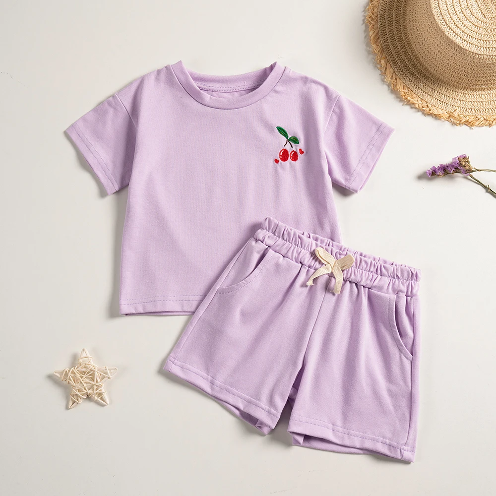 

2Pcs Summer Baby Girl Boy Clothes Set Embroidery Tees+shorts Baby Boy Casual Suit Toddler Clothes Outfit 1-6y Kids Clothes