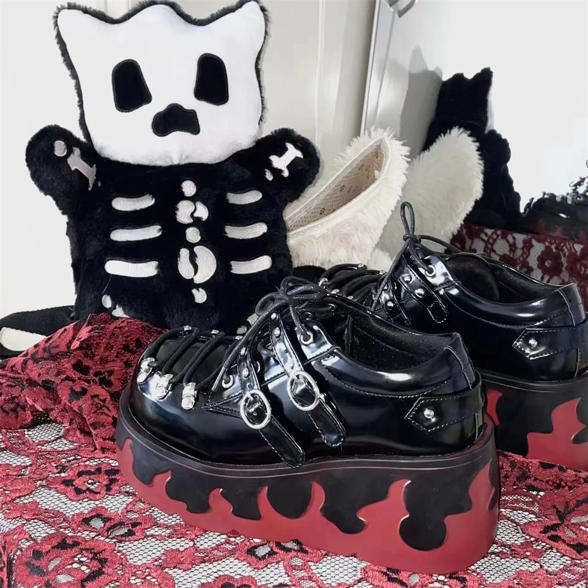 Обувь в японском винтажном стиле для девочек викторианская Лолита панк с