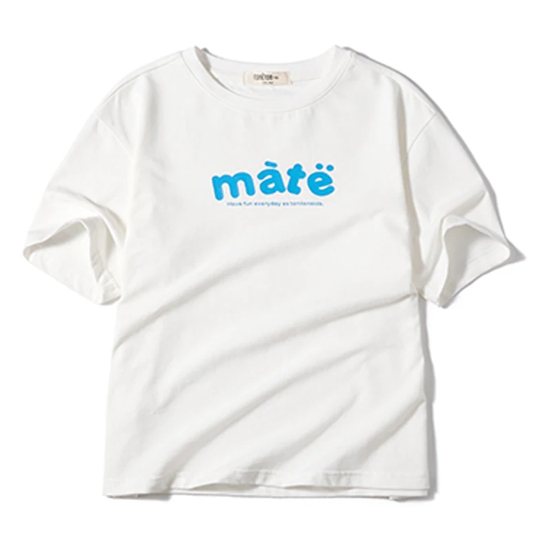 Детская футболка из хлопка с короткими рукавами и принтом |