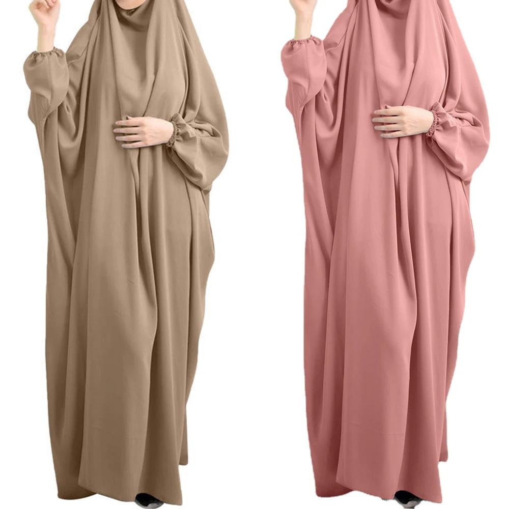 

Ramadan Eid Prayer Garment Abayas Muslim Long Khimar Hijab Scarf Dubai Turkey Abaya Jilbab Loose Robe Islam Women Niqab Hijabs