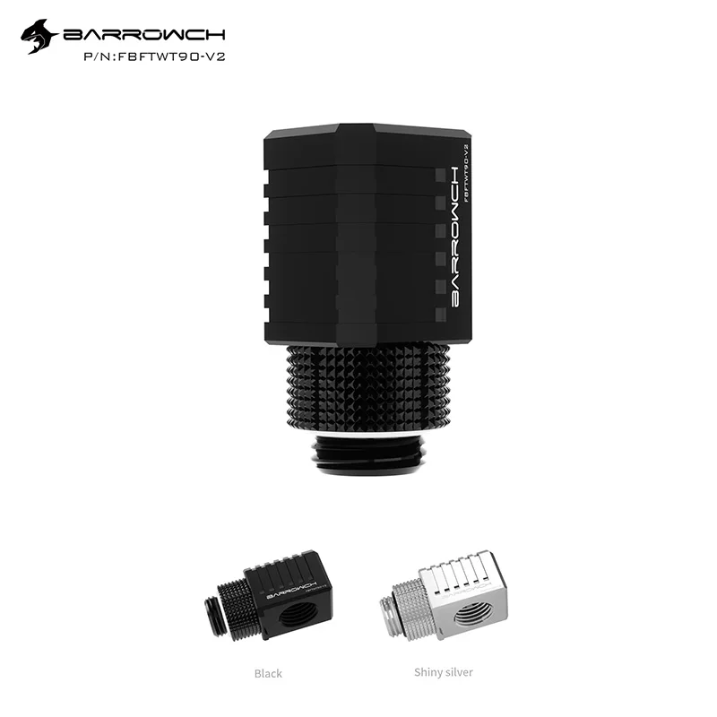 

BARROWCH G1/4" 90 Angled 360 Rotary Water Cooling Fittings For Computer Liquid Loop Build,Black/Silver,FBFTWT90-V2