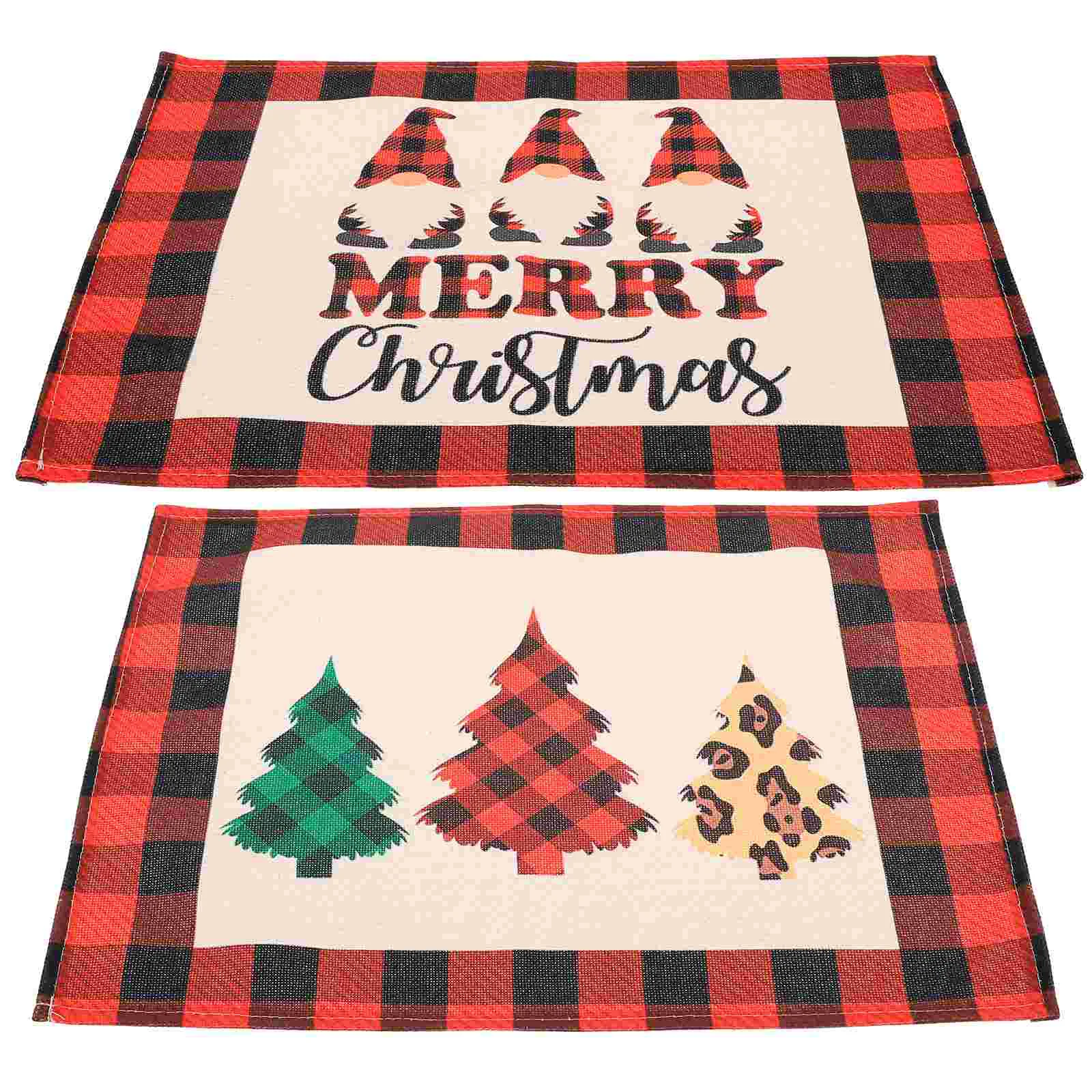 

Placemats Christmas Mat Table Placeheat Resistant Placemat Plaid Mats Dining Themed Napkins Cutlery Party Coasters Festive Dish