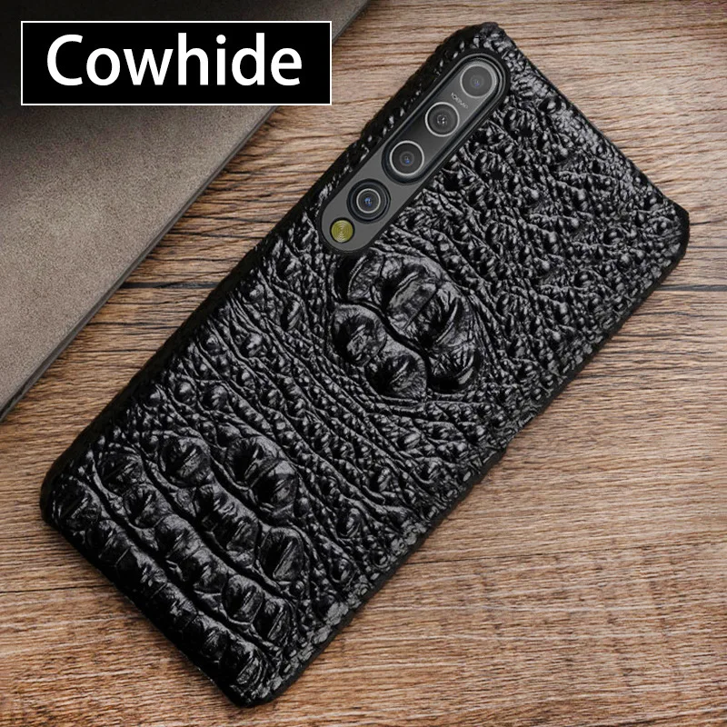 

Real Leather 3d Embossed Crocodile Pattern For Xiaomi 9 10 Pro Phone Back Cover Feel Comfortable Protection For Redmi Note 8 9