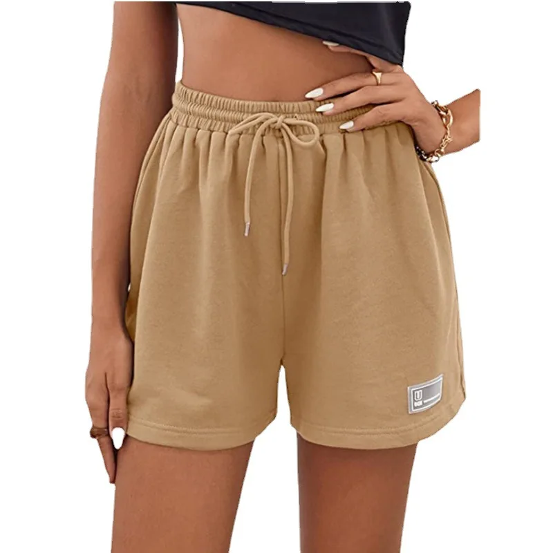 Women's Shorts Simple Cotton Wide Leg Casual Shorts Yoga Beach Pants Female Drawstrings Lace-up Sports Shorts Outdoor Bottoms