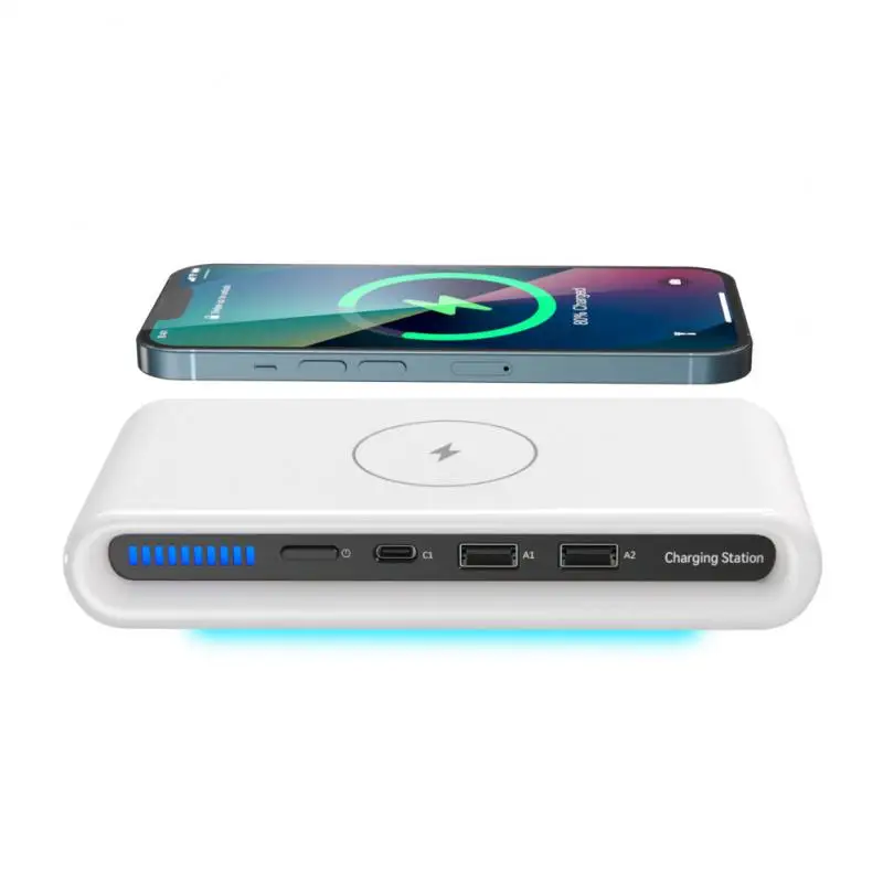 

Multifunctional 4 In 1 Charging Dock Station Wireless Charger 15w With Ambient Light Usb Type C Fast Charger Phone Accessories