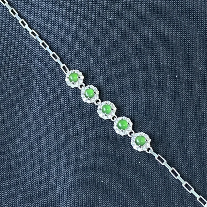 Браслет из стерлингового серебра 925 пробы натуральный изумруд опасный материал