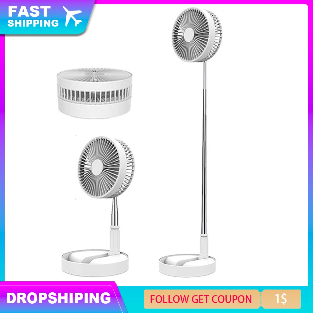 USB Rechargeable Table Fan Portable Mini Stand Cooling Small Foldable Telescopic Fans Desk Outdoor Home Office Cooler Ventilator