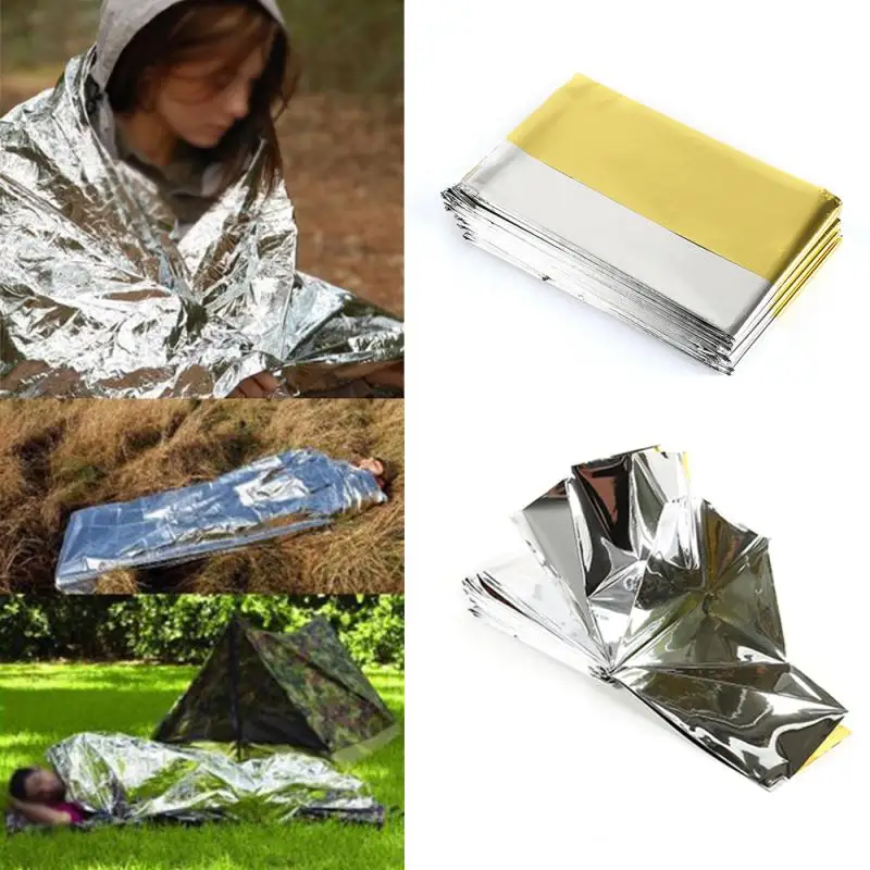 

1Pcs Outdoor Waterproof Emergency Survival Rescue Blanket Foil Thermal Space First Aid Sliver Golden Rescue Military Blacket