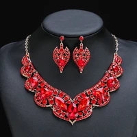 vintage bridal jewelry set for women artificial gems pendant necklace hoop earrings trend wedding party banquet anniversary gift