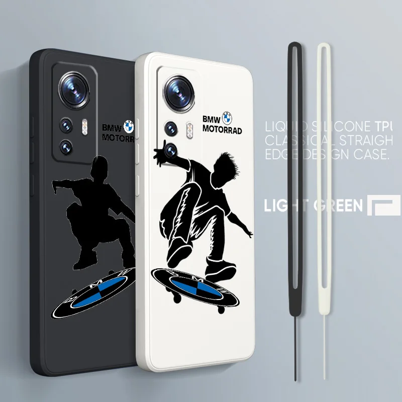 

BMW Skateboard For Xiaomi Mi 13 12T 11i 11X 10S 10 Pro Lite Ultra 5G Liquid Rope Silicone Phone Case