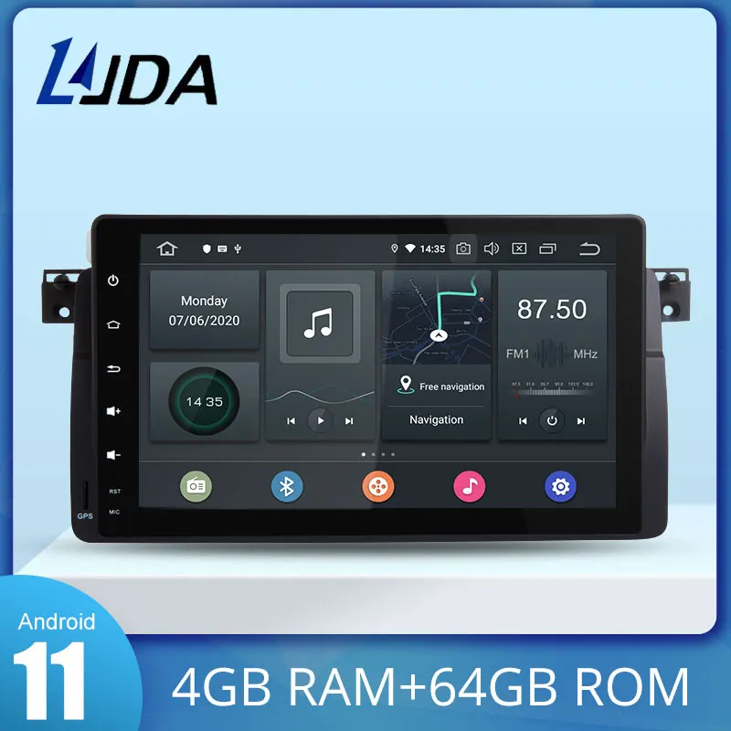 

Автомобильный мультимедийный плеер LJDA Android 11 для BMW E46 3 серии 318 320 325 M3 1 Din автомагнитола GPS-навигация стерео 4G + 64G DSP WiFi