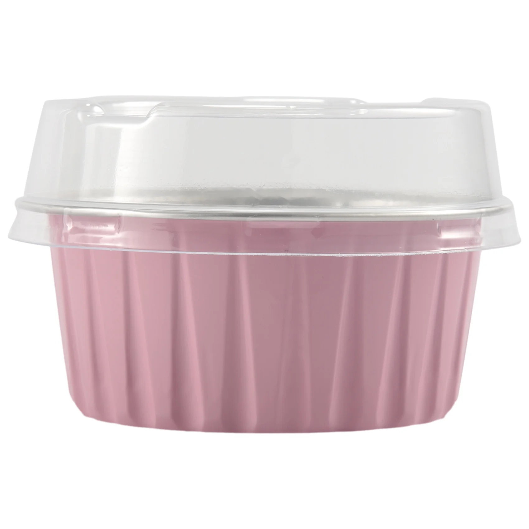 

100Pcs 5Oz 125Ml Disposable Cake Baking Cups Muffin Liners Cups with Lids Aluminum Foil Cupcake Baking Cups-Pink