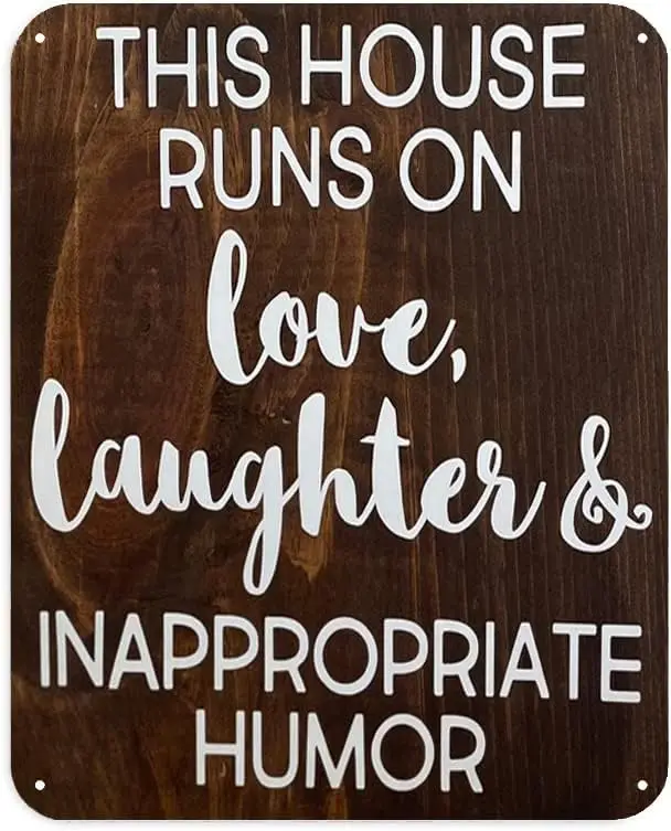 sbwuo Ths House Runs On Love Гумор Lughter nd npproprte - Housewrmng Sgn Забавный домашний декор Входный