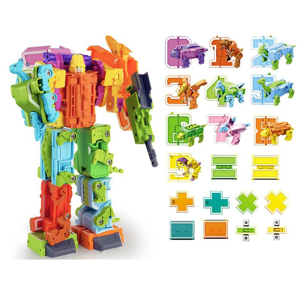 

15Pcs Number Robots Dinosaurs Transformation Toys Building Blocks Action Figure Toy