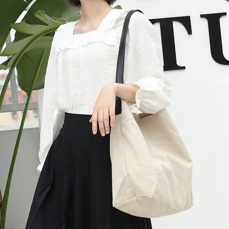 High Quality Korean Large Capacity Women's Canvas Bag Literay Trend Simple Ladies Shoulder Bag Causal Student Shopping Bag