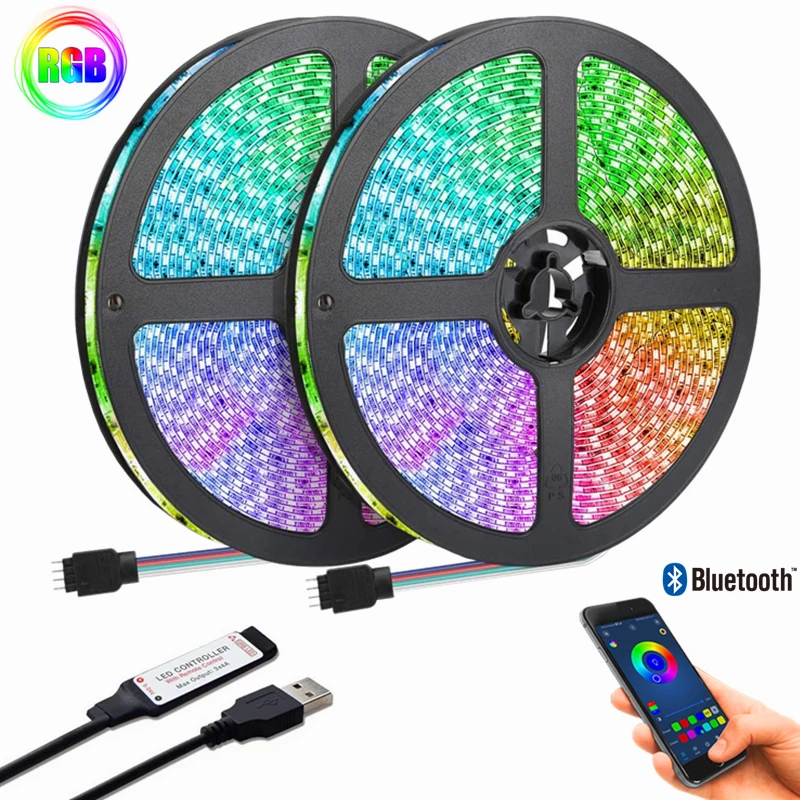 

10M 5M Led Strip Light RGB Infrared Bluetooth ontroller luces Luminous Decoration For Living Room 5050 Ribbon Lighting Fita Lamp