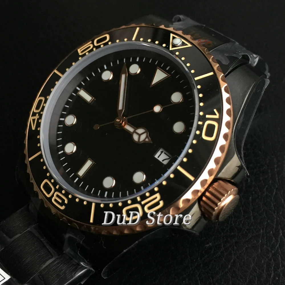 

New Bliger 40mm Mechanical Men's Watch Black PVD Case sterile Dial Sapphire Glass Luminous NH35A Movement Automatic Watch