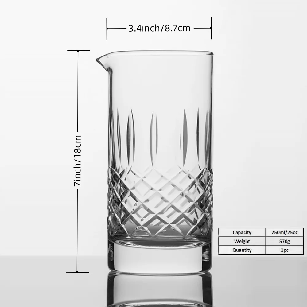 NOVARE 700 Мл/23 Унций Ручная Резная И Выдувная Стеклянная Смеситель Для Коктейлей