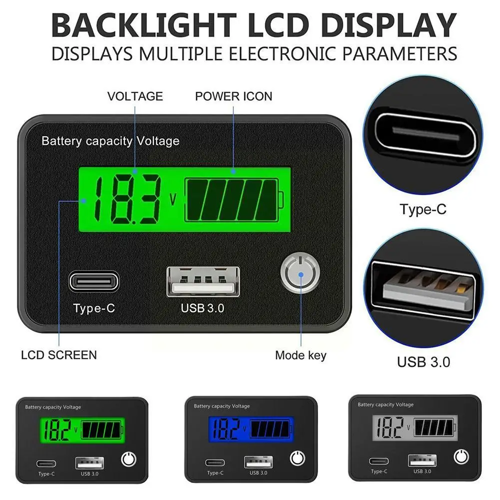

ЖК-дисплей, Универсальное напряжение и процент мощности, двойной USB дисплей, 12 В/24 В, цифровой автомобильный прибор для зарядки, F9Z9