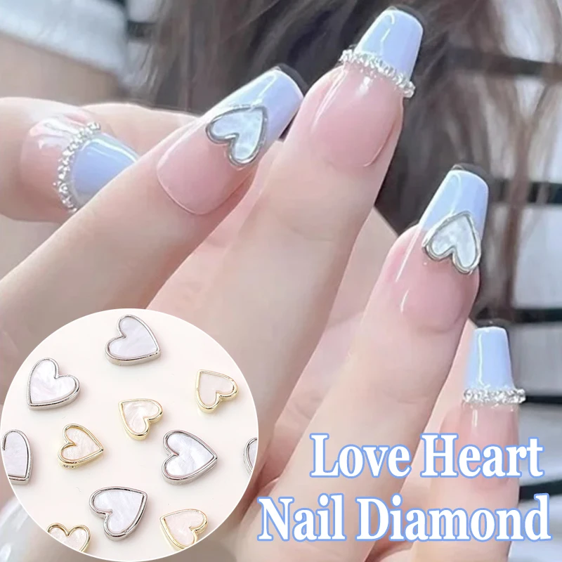 

10 шт., акриловые украшения для ногтей, в виде сердца