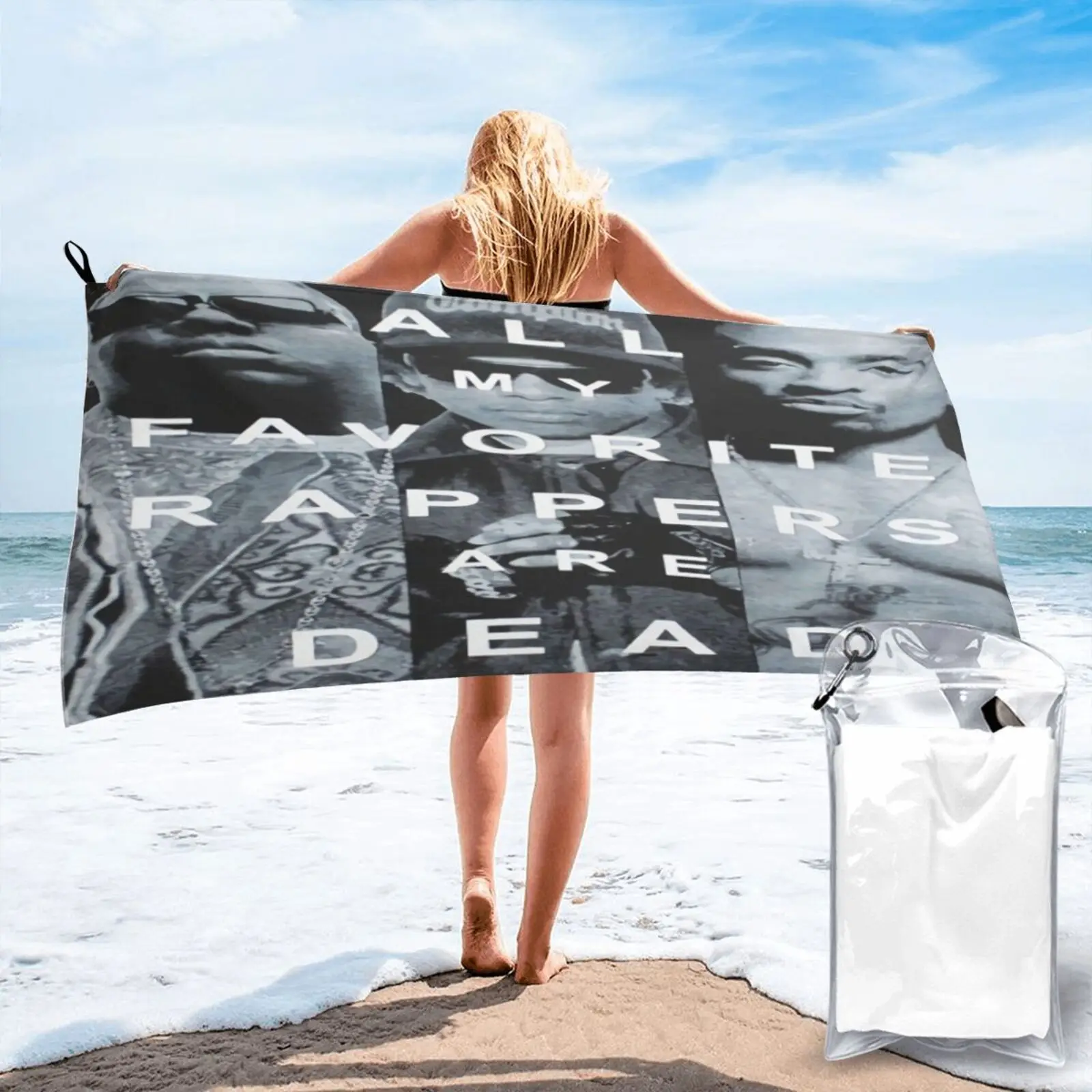 

All My Favorite Rappers Are Dead Beach Towel Large Beach Towels Hand Towels Beach Cover Hair Towel Terry Towels Beach Cover Up
