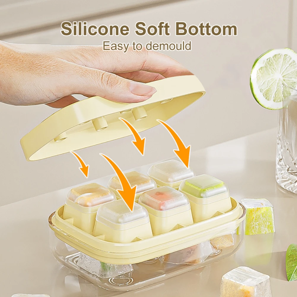 

Mini Ice Cube Tray Press Type Ice Cube Maker with Lid Easy Demould DIY Ice Tray Making Mold Storage Box for Whiskey Coffee Juice