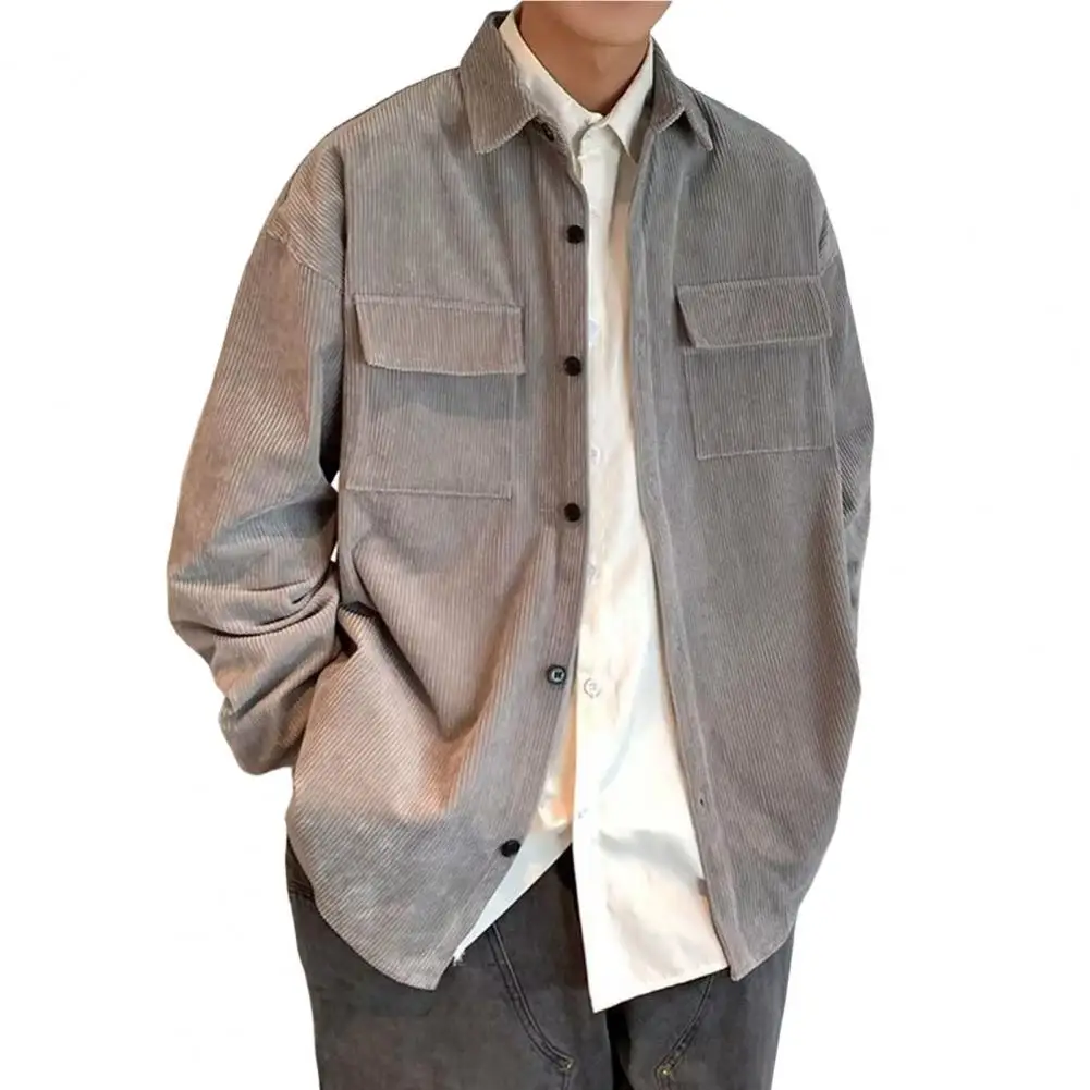 

Casual Korean Style Solid Color Shirt Coat Spring Coat Lightweight Warm