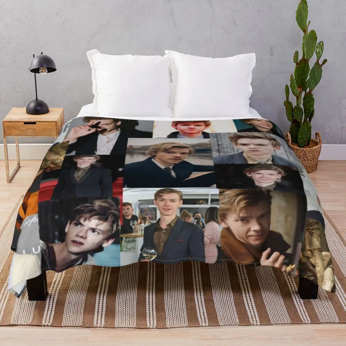 Thomas Brodie-sangster Collage Blanket Flannel All Season Lightweight Thin Throw Blankets for Bedding Home Couch Camp Cinema