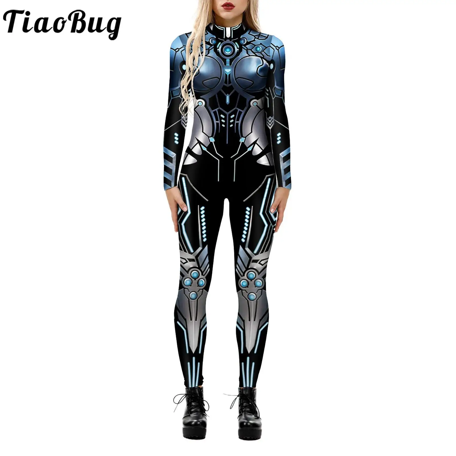 

Женский комбинезон Tiaobug с 3D принтом для ролевых игр, комбинезон с ложным воротником и длинным рукавом, костюмы из полиэстера