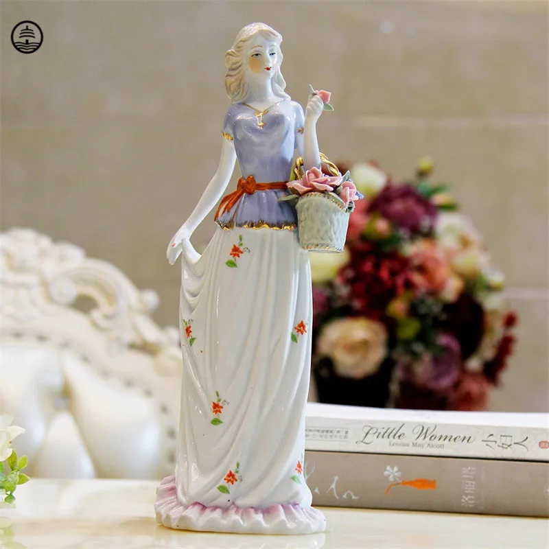 

Художественная Скульптура West Girl, абстрактная Цветочная женская статуя, креативная Женская фигурка, керамические изделия, Европейский Деко...