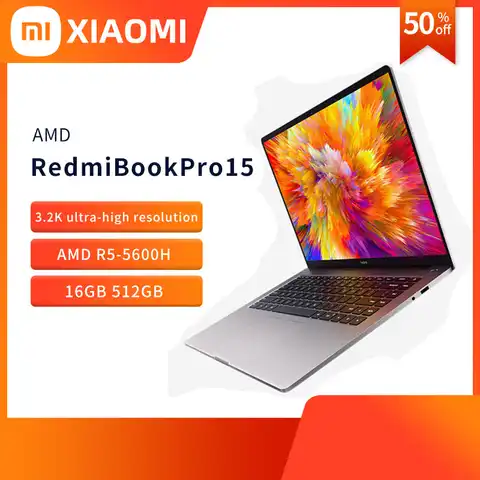 Ноутбук Xiaomi RedmiBook Pro 15, 15,6 дюйма, 3,2 K, 90 Гц, Super Retina Screen, AMD R5 5600H, 16 ГБ, 512 ГБ, AMD Radeon, графическая карта, ноутбук