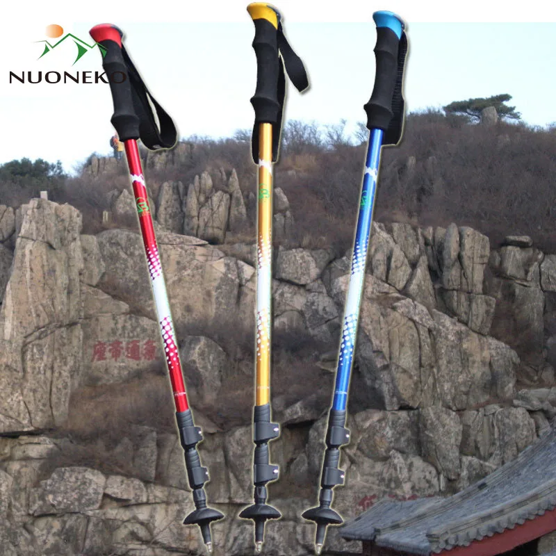 

NUONEKO Outdoor Trekking Sticks Nature Hike Tourism Climbing Three-section Rod Ultralight Retractable Cane CA22