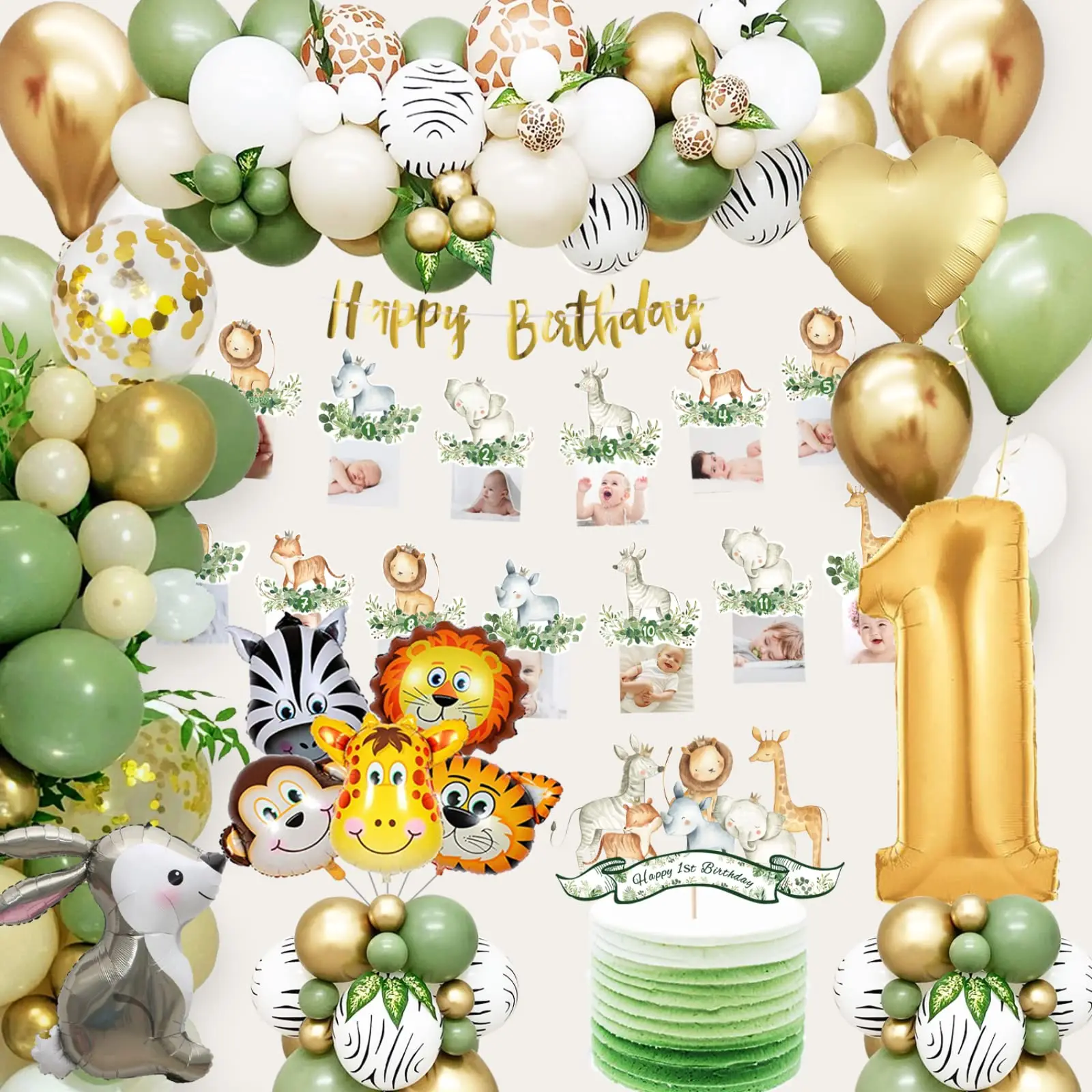 

1 2 3 Year Boy Birthday Decorations Children Jungle Safari Birthday Party Decoration Animal Banner Tiger Lion Zebra Foil Balloon