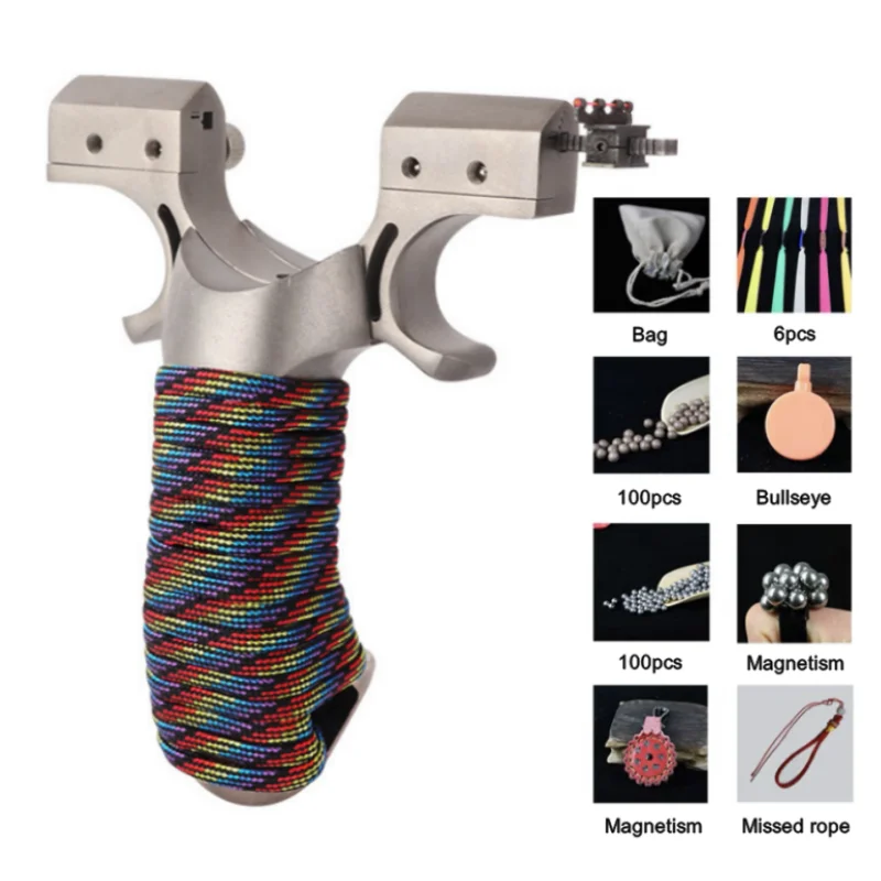 

High Quality Hunting Stainless Steel Slingshot Professional Catapult with Rubber Band Outdoor Hunting Shooting Games