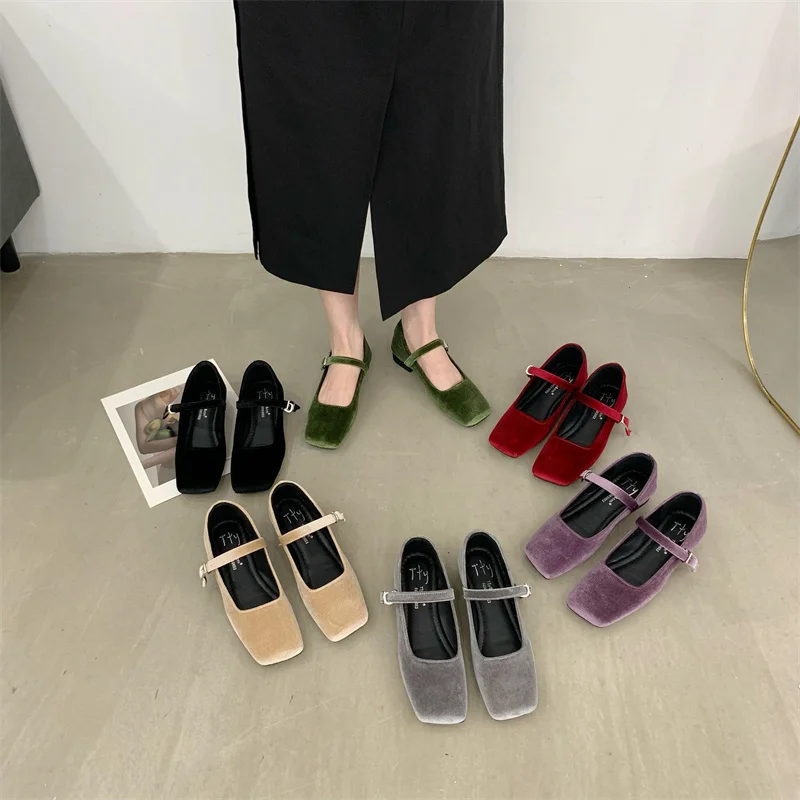 

Bailamos 2023 Women Velvet Flats Round Toe Shallow Soft Ballerina Shoes Ladies Casual Dress Shoes Ballet Loafers Classics Mujer