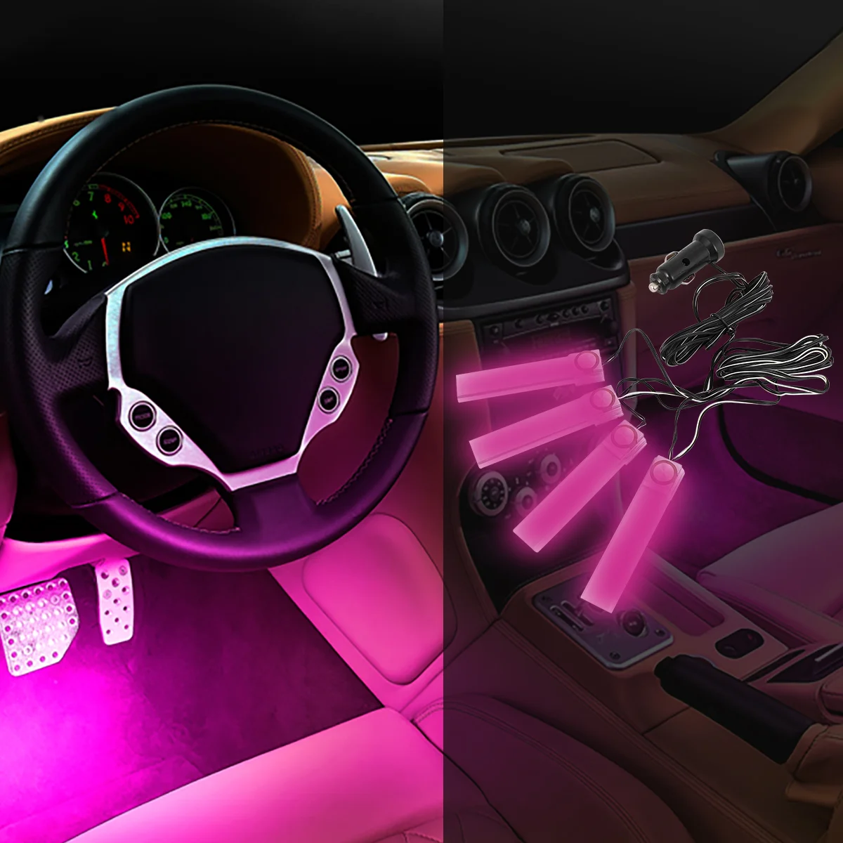 

1 Set Lightweight Indoor Colorful Durable LED Car Lamp Auto Vehicle
