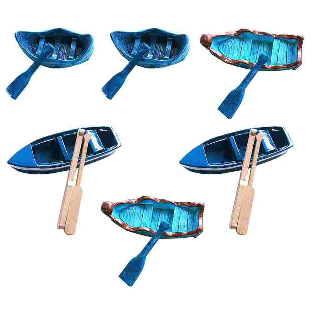 

6 Sets Mini Pool Ornaments Simulation Boat Toy Nautical Sailboat Decoration Paddles Puppet Micro Landscape