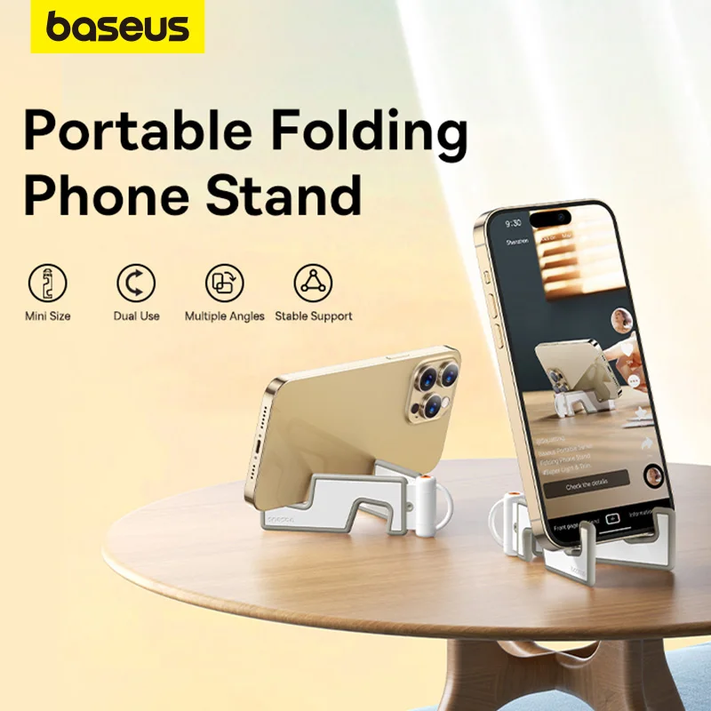Baseus Portable Folding Phone Stand Universal Mini Size Mount Holder Stable Light Thin Stand for iPhone 14 13 12 Pro Max Samsung
