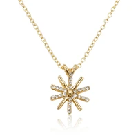 gold plated sunflower necklace titanium steel zircon big pendant necklace luxury choker korea style jewelry for women