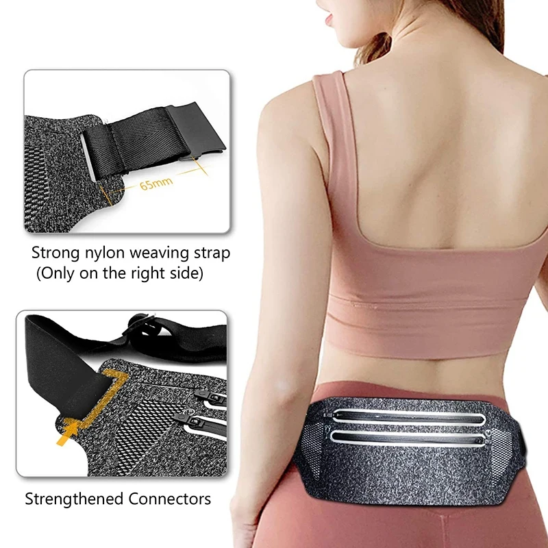 Ремень для бега поясная сумка с двумя карманами на молнии женщин и мужчин